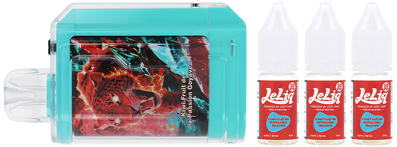 Le contenu de la boîte de la puff rechargeable Le Bar 45K Kiwi Fruit de la Passion Goyave de chez Lost Vape